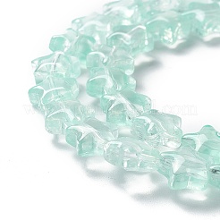 透明なガラスビーズ連  スター  アクアマリン  8~8.5x8~8.5x3.5~4mm  穴：1mm&nbsp;X1-GLAA-F112-02E