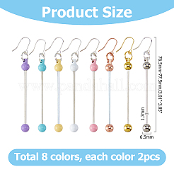 8 Pairs 8 Colors Round Spray Printed Alloy Dangle Earrings&nbsp;EJEW-HS0001-42