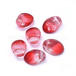 ガラスチャーム  オーバル  インディアンレッド  8x6x4mm  穴：1mm&nbsp;GLAA-H016-13M-7