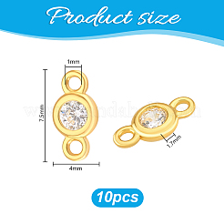 10Pcs 925 Sterling Silver Micro Pave Clear Cubic Zirconia Connector Charms&nbsp;STER-PH0004-14