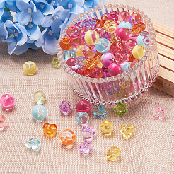 200Pcs 4 Style 1-Hole Transparent Acrylic Buttons&nbsp;TACR-PJ0001-04