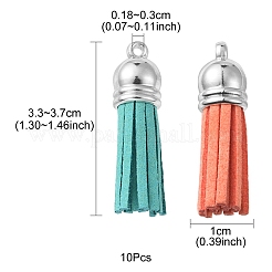 10pcs10スタイルフェイクスエードタッセルペンダントデコレーション  ccbプラスチックコードエンド付き  ミックスカラー  33~37x10mm  穴：1.8~2.5mm  1個/スタイル&nbsp;FIND-YW0001-97