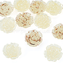 12個 2色透明樹脂エナメルカボション  花バラ  ミックスカラー  22x21x10mm  6個/カラー&nbsp;CRES-TA0001-91