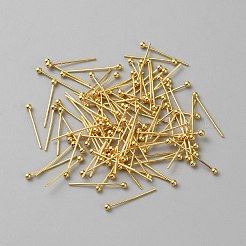100本真鍮ボールヘッドピン  ジュエリー作りのための  18KGP本金メッキ  22ゲージ  16x0.6x0.6mm  ヘッド：1.8mm&nbsp;FIND-WH0110-694B-G