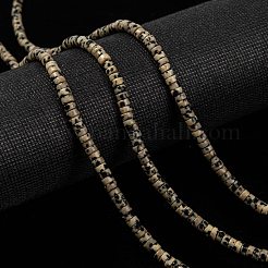 天然石ダルメシアンジャスパービーズ連売り  ヒシビーズ  フラットラウンド/ディスク  4.5x2.5mm  穴：0.8mm  約160個/連  14.96''（38センチメートル）&nbsp;G-L528-10