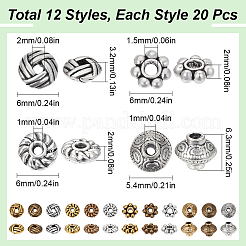 240Pcs 12 Styles Tibetan Style Alloy Spacer Beads&nbsp;TIBEB-SC0001-29