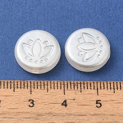 ABSプラスチックパール調ビーズ  蓮のフラットラウンド  ホワイト  14x4mm  穴：1.8mm  約980個/500g&nbsp;KY-I009-05