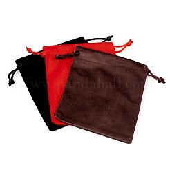 ベルベットのジュエリー巾着収納ポーチ10個。  長方形  ミックスカラー  12x10.5x0.4cm&nbsp;ABAG-TA0001-31B