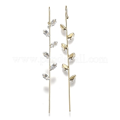 合金イヤラップクローラーフックピアス  クリアキュービックジルコニア  馬の目  ゴールドカラー  73x9x3mm  ピン：0.8mm&nbsp;EJEW-O100-04G
