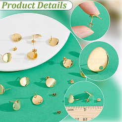 20Pcs Flat Round Brass Stud Earring Findings&nbsp;KK-BBC0028-24