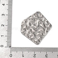 304ステンレスペンダント  テクスチャ  ポリゴンチャーム  アンティークシルバー  32x27x1~2mm  穴：1.8mm&nbsp;STAS-L280-09AS-02