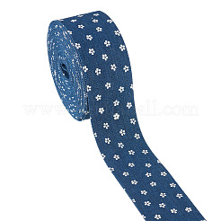 ポリエステルリボン  洋服アクセサリー  マリンブルー  花  1-5/8インチ（40mm）&nbsp;OCOR-TAC0023-38A