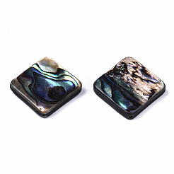 天然アワビシェル/パウアシェルビーズ  菱形  カラフル  21x21x3.5mm  穴：1mm  辺の長さ：16.5mm&nbsp;SSHEL-T014-13B