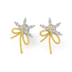 Bowknot Brass Micro Pave Cubic Zirconia Stud Earrings for Women&nbsp;EJEW-Q391-33PG
