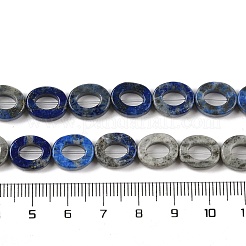 天然石ラピスラズリビーズ連売り  中空のフラット楕円形  ゼロのビーズ  12x10x3.5~4mm  穴：1.2mm  約20個/連  9.61''（24.4センチメートル）&nbsp;G-M439-A12-01