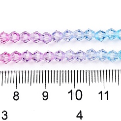 グラデーションカラーの焼き絵用塗料、ガラスビーズの束  多面カット  双円錐形  カラフル  4.5x4mm  穴：0.8mm  約80~85個/連  30~32cm&nbsp;LS-DGLA-A039-T4mm-A06