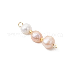 Three-Color Natural Pearl Potato Beaded Connector Charms&nbsp;PALLOY-JF04901