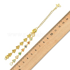304 Stainless Steel Butterfly & Brass Enamel Colorful Flower Bracelet Making&nbsp;AJEW-JB01621