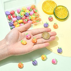 40個 5スタイル UVメッキ不透明樹脂カボション  虹彩  フルーツ  混合図形  カラフル  16~19.5x15.5~16.5x10~10.5mm  8個/スタイル&nbsp;RESI-CJ0005-13