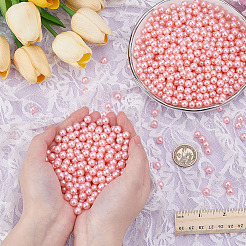 1500個のABSプラスチックイミテーションパールビーズ  ラウンド  穴がない  ピンク  8mm  約1500pcs / 500set&nbsp;FIND-AR0006-08A
