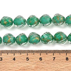 樹脂とガラスビーズの連  二層ビーズ  ツイスト  グリッターパウダー付き  多面カット  グリーン  10x8~9.5mm  穴：0.6mm  約48~50個/連  19.88''（50.5cm）〜19.96''（50.7cm）&nbsp;GG-CBA48D8-01C