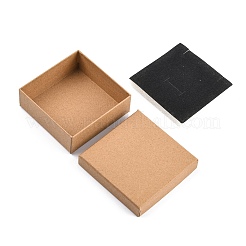 厚紙のジュエリーボックス  リングのために  正方形  淡い茶色  9x9x3cm&nbsp;LS-CBOX-R036-09-9x9