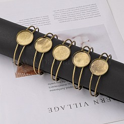DIYブラスカフバングル作り  ブランクバングルベース  ガラスカボション付き  アンティークブロンズ  設定：トレイ：25mm  2-1/2インチ（6.4cm）  ガラス：24.5~25x6~7ミリ&nbsp;DIY-X0292-64AB