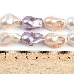 電気メッキガラスビーズ連売り  模造パール  ナゲット  ミックスカラー  20~22x15~16mm  穴：1.2mm  約24個/連  15.55~15.94''（39.5~40.5センチメートル）&nbsp;GLAA-H039-07C