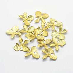 真鍮製リンクコネクター  鉛フリー＆カドミウムフリー＆ニッケルフリー  花  生（メッキなし）  16.5x17x2mm  穴：2.5mmと3mm&nbsp;KK-E716-107C-RS
