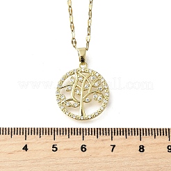 Brass Micro Pave Clear Cubic Zirconia Tree of Life Pendants&nbsp;LS-NJEW-H066-01B-G