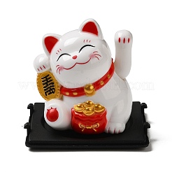 Plastic Solar Powered Japanese Lucky Cat Figurines&nbsp;DJEW-K023-01C