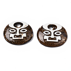 Vintage Glazed Tribal Face Porcelain Big Pendants&nbsp;PORC-T006-31