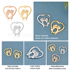 6Pcs 3 Colors 304 Stainless Steel Pendants&nbsp;STAS-UN0030-37