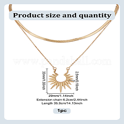 1Pc Brass Sun Pendant Double Layered Necklaces&nbsp;NJEW-LP0009-52