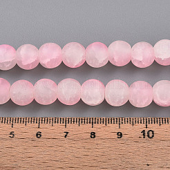 クラックガラスビーズ  ラウンド  ツートン  艶消し  パールピンク  9.5~10x8.5~9.5mm  穴：1.4mm&nbsp;X1-GLAA-N009-10mm-02