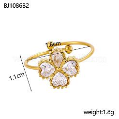 304 Stainless Steel Pave Cubic Zirconia Cuff Rings for Women&nbsp;STAS-OY012-50G