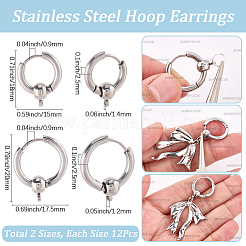 24Pcs 2 Styles 304 Stainless Steel Hoop Earring Findings&nbsp;FIND-SC0017-16A