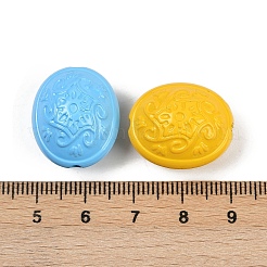 不透明およびスプレー塗装されたアクリルビーズ  花柄のオーバル  ミックスカラー  21x18x13.5mm  穴：1.5mm&nbsp;OACR-G048-04