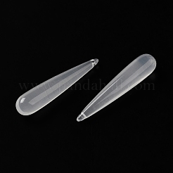 透明なアクリルパーツ  ティアドロップ  ホワイトスモーク  35x7.5mm  穴：1.4mm&nbsp;OACR-H042-07A