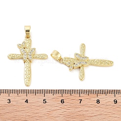 Rack Plating Brass Micro Pave Clear Cubic Zirconia Pendants&nbsp;KK-Z064-22G