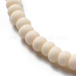 手作りのつや消し磁器ビーズ  フラットラウンド  パパイヤホイップ  4x3mm  穴：0.8mm  約134個/連  15.55インチ（39.5cm）&nbsp;PORC-E017-01G
