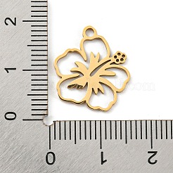 金メッキ304ステンレススチールペンダント  レーザー切断  花  17.5x15.5x1mm  穴：1.6mm&nbsp;X-STAS-L271-01G-02