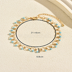 Bohemian Plastic Beads Brass Circle Link Chain Anklets for Beach Vacation Summer Foot Jewelry&nbsp;VQ8618
