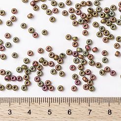 MIYUKIラウンドロカイユビーズ  日本製シードビーズ  8/0  （rr2035)マットメタリックカーキアイリス  3mm  穴：1mm  約19000~20500個/ポンド&nbsp;SEED-G008-RR2035