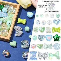 UVメッキアクリルビーズ  混合図形  ターコイズ  8~26x8~30x8~15mm  穴：1.8~3mm  約40個/セット&nbsp;FIND-CJC0010-90B