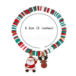 10pcs10スタイルポリマークレイヘイシビーズストレッチブレスレットセットクリスマス用  天然真珠ビーズと合金エナメルペンダント付き  ゴールドカラー  ミックスカラー  内径：2-1/8インチ（5.5cm）  1個/スタイル&nbsp;BJEW-JB06128