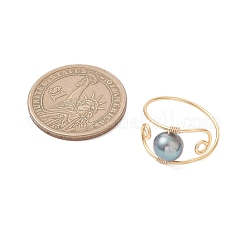 Copper Wired Natural Pearl Finger Rings&nbsp;RJEW-JR00979
