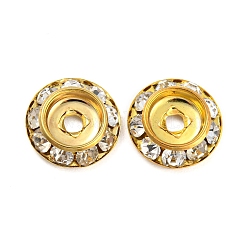 真鍮クリスタルラインストーンビーズ  カドミウムフリー＆鉛フリー  フラットラウンド  ゴールドカラー  11x3mm  穴：2mm&nbsp;RB-F035-06B-G