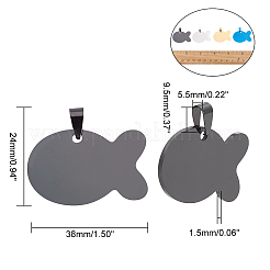 ステンレススチールペンダント  空白タグのスタンプ  魚  ステンレススチールカラー＆ゴールデン＆ブルー＆ガンメタル  24x38x1.5mm  穴：5.5x9.5mm  4色  2個/カラー  8個/セット&nbsp;STAS-PH0019-36