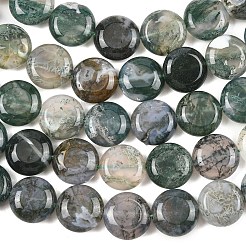 天然石モスアゲートビーズ連売り  フラットラウンド  15~15.5x6mm  穴：0.8~1mm  約26個/連  15.55~15.71インチ（39.5~39.9cm）&nbsp;G-L648-B11-15mm